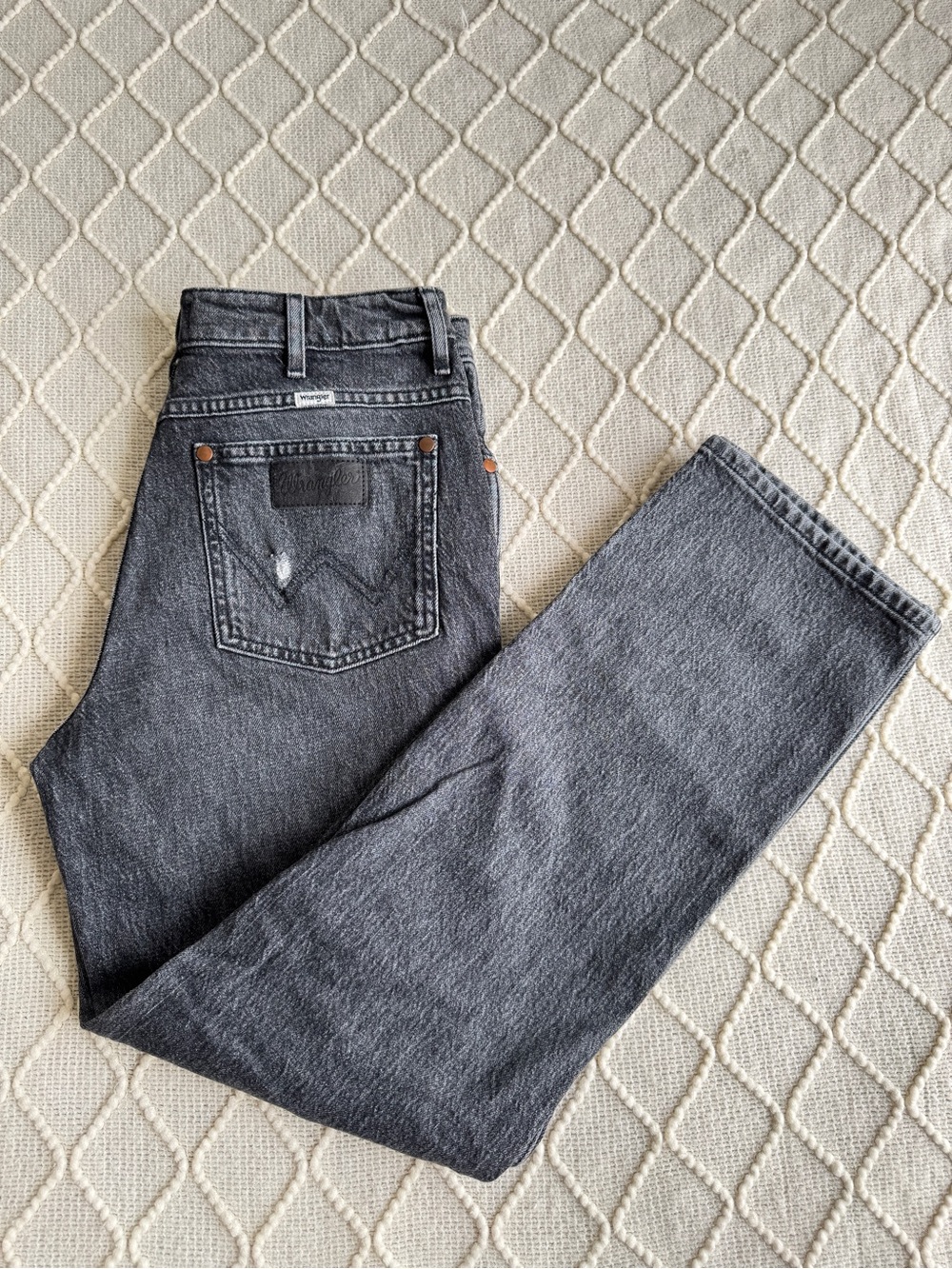 Wrangler Wild West High Rise Straight Leg Distressed Gray Jeans W28 L28 - Picture 8 of 10